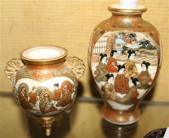 A small Satsuma vase and a similar jar